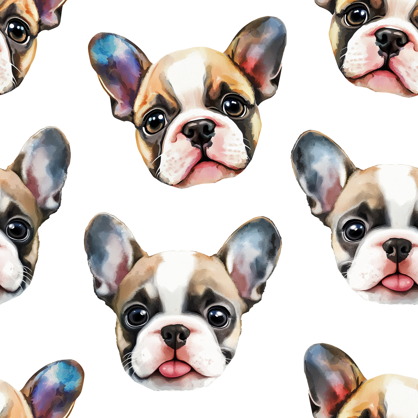 Pattern of a bulldog's face on a white background