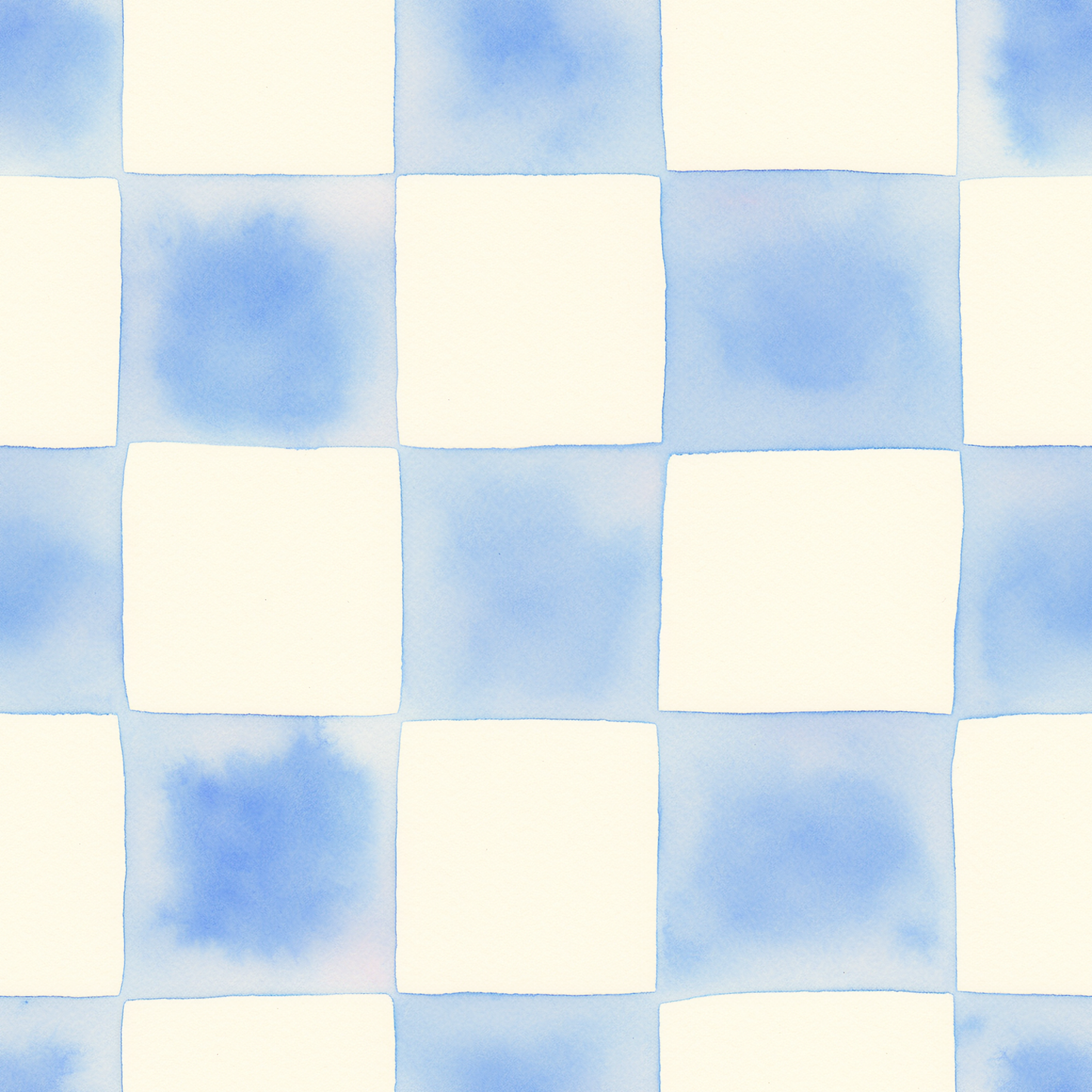 Blue Watercolour Check