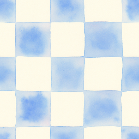 Blue Watercolour Check