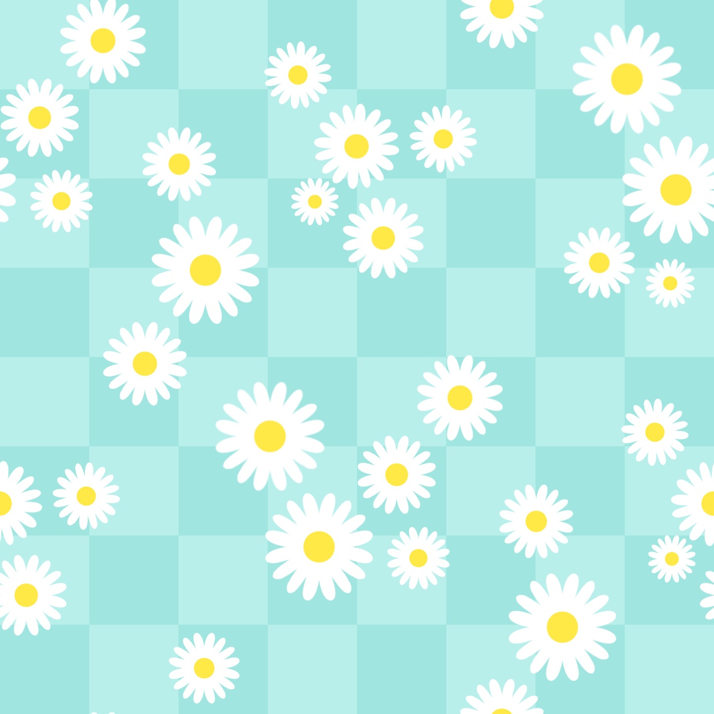 Blue Checkerboard Daisy