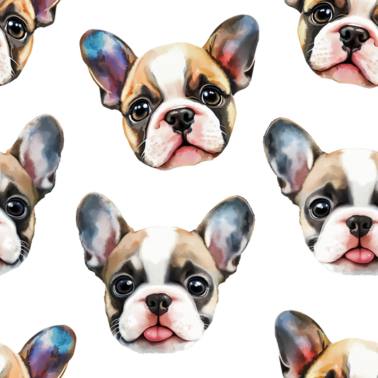 Pattern of a bulldog's face on a white background
