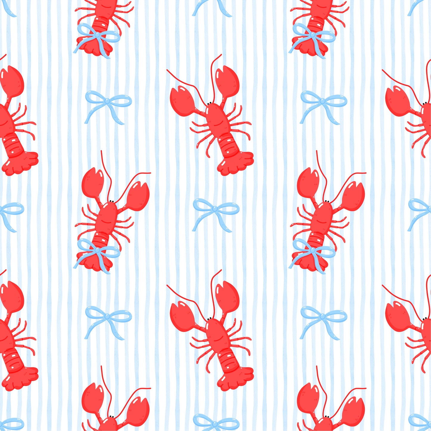 Lobster Bows – Blue Stripe