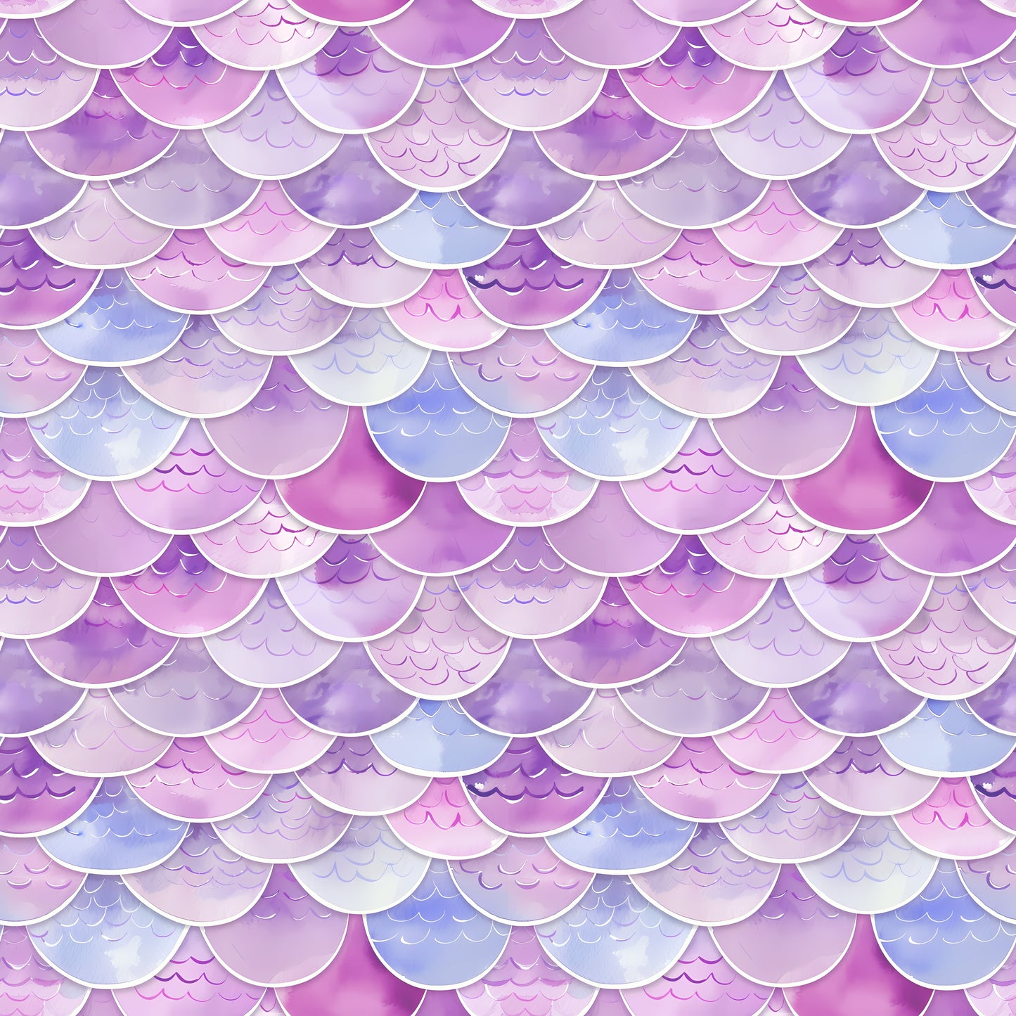 Pattern of purple and blue mermaid scales on a white background