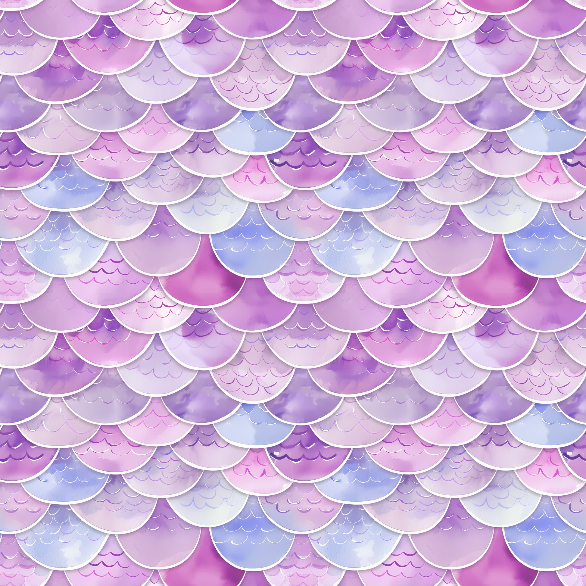 Pattern of purple and blue mermaid scales on a white background