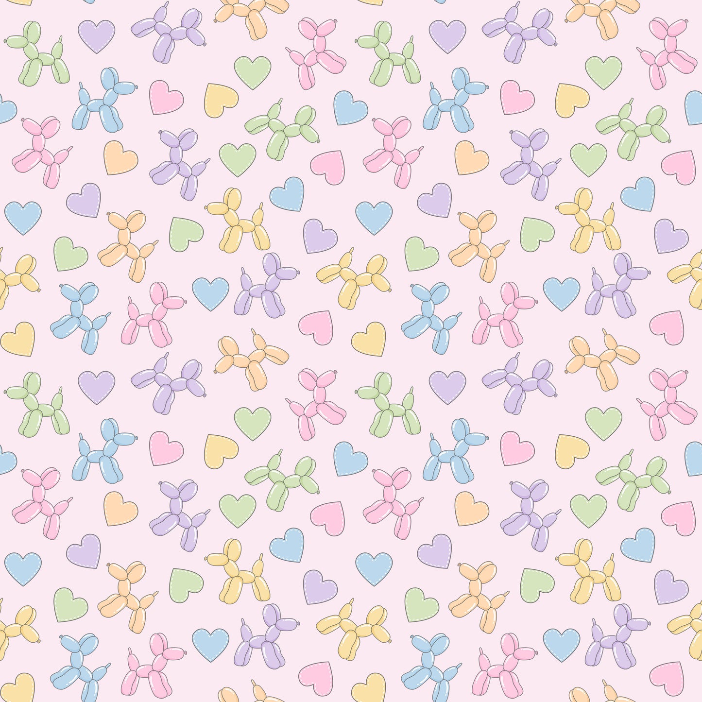 Pastel Balloon Dog Hearts