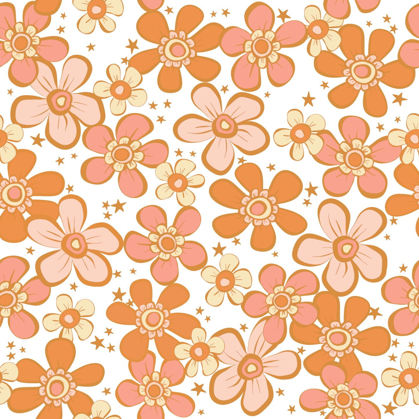 Pattern of colorful flowers on a white background