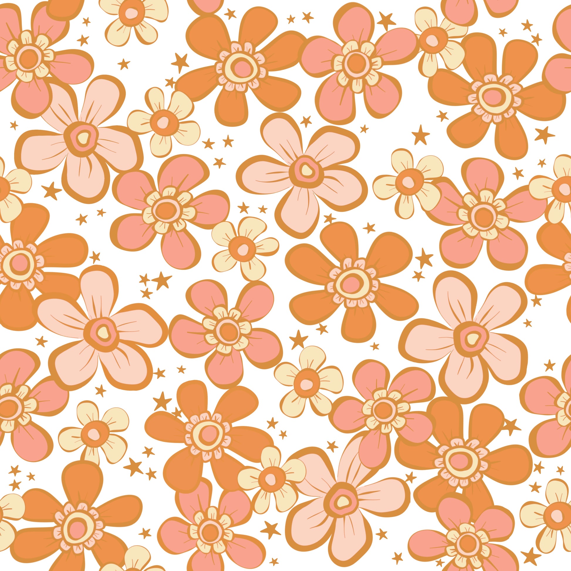 Pattern of colorful flowers on a white background