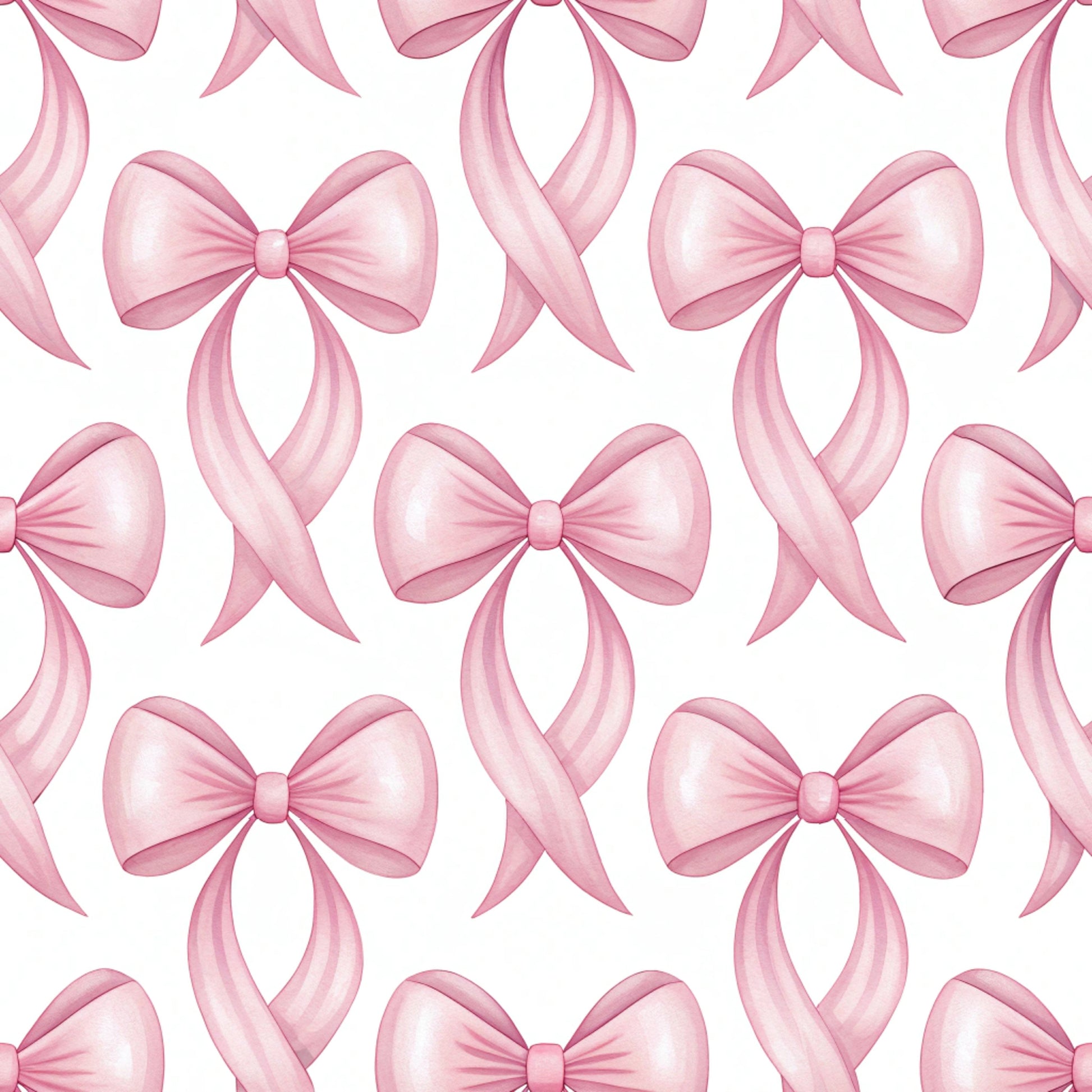 Pattern of pink bows on a white background
