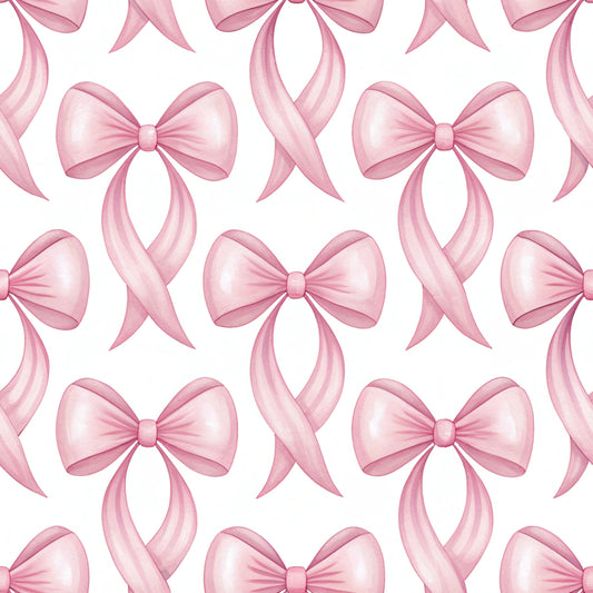 Pattern of pink bows on a white background