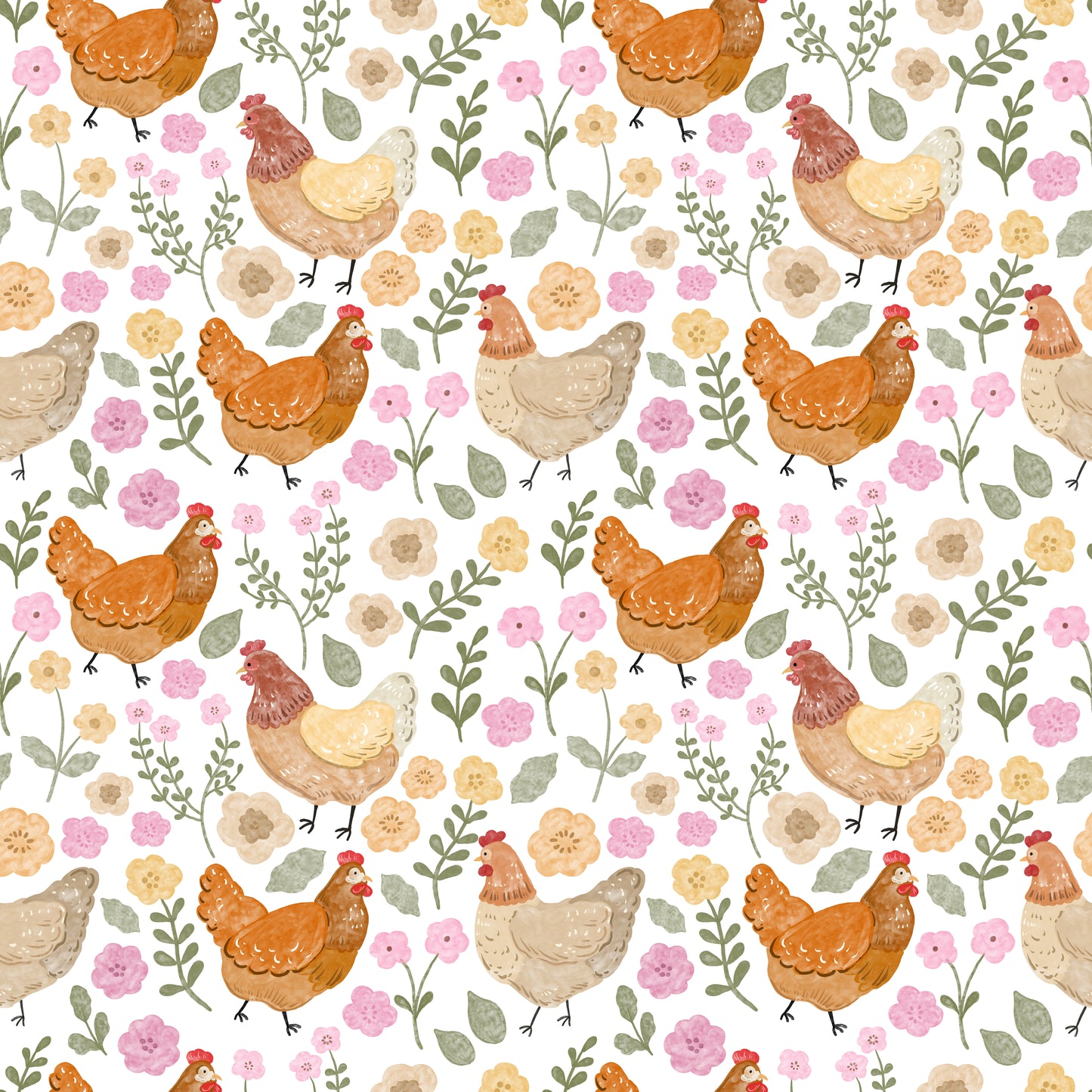 Watercolour Chicken Floral