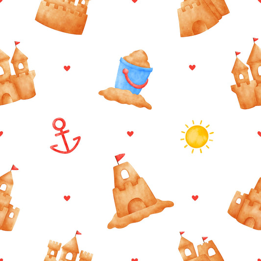 Watercolour Sandcastle – White